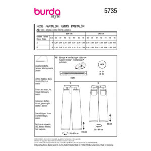 Bukser Burda 5735 str. 36-48