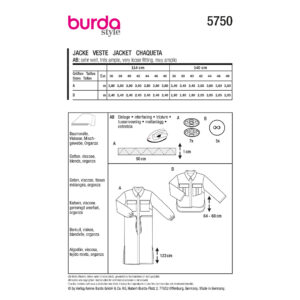 Jakke Burda 5750 str. 36-48