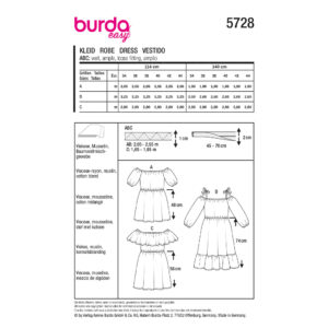 Kjole Burda 5728 str. 34-44