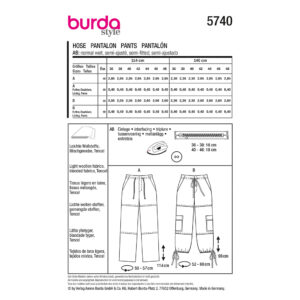 Bukser Burda 5740 str. 36-48
