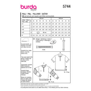 Sweatshirt og T-Shirt Burda Herre 5744 str. 46-56