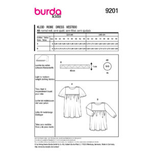 Kjole Burda Kids 9201 str. 56-98