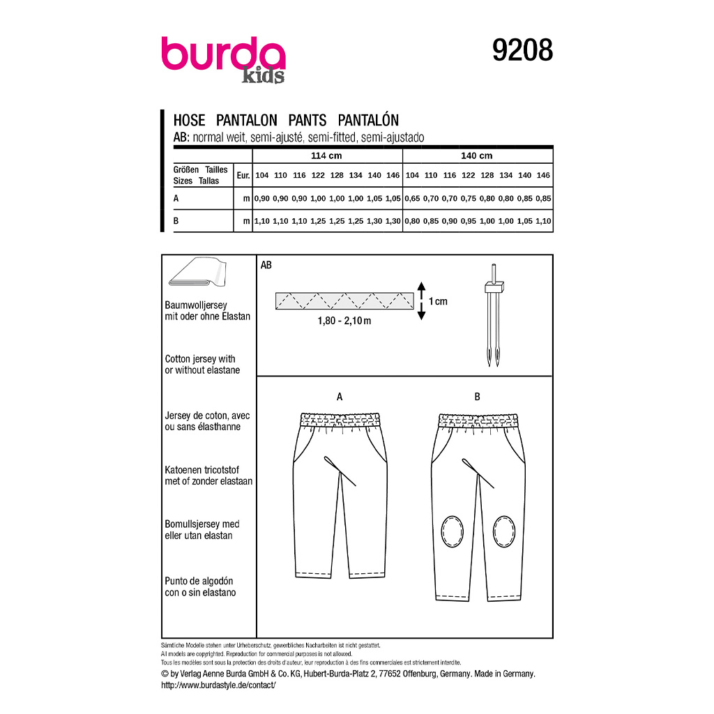 Jogginbukser Burda Kids 9208 str. 104-146 - Billede 2