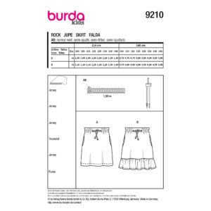 Miniskørt Burda Kids 9210 str. 104-146