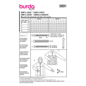 Sports bluse Burda 5691 str. 46-60