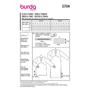 Kjole og tunika Burda 5704 str. 46-60