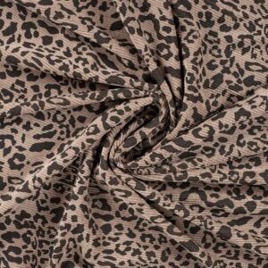 Vasket leopard fløjl m/ stræk 8 wales Jord