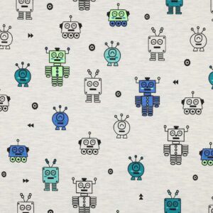 Melange jersey m/robotter Lys kitgrå