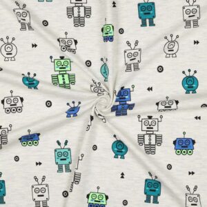 Melange jersey m/robotter Lys kitgrå