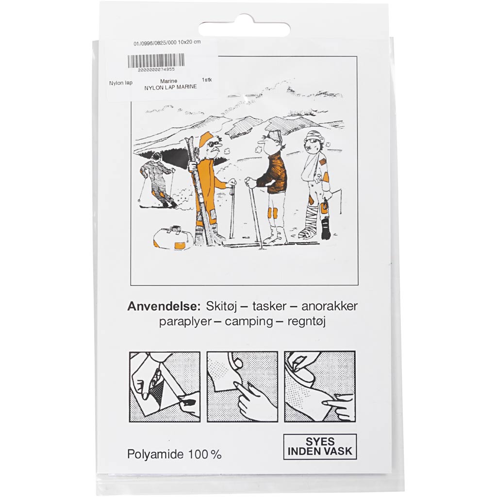 Nylon-lap M/LIM TIL OMGÅENDE REPARATION, Marineblå str. 10x20 cm, - Billede 2