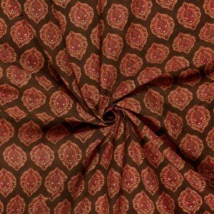 Let voile m/abstrakt batikprint Brun