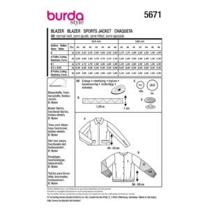 Jakke Burda 5671 str. 36-48