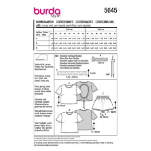Bluse og shorts Burda 5645 str. 36-48