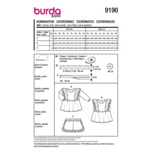 Bluse og bukser Burda Kids 9190 str. 56-98