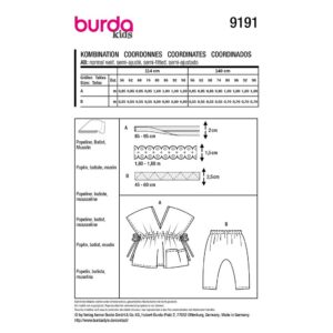 Bluse og bukser Burda Kids 9191 str. 56-98