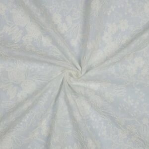 Bomulds voile m/blomster broderi Trend white