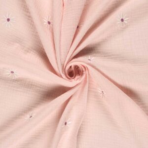 Bomulds voile m/blomster broderi Misty rose