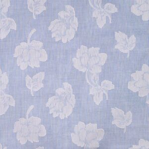 Tynd stribet bomuld m/blomster True blue