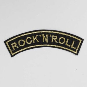 Strygemærke  Rock n roll i guld 9,5 x 3c, Sort