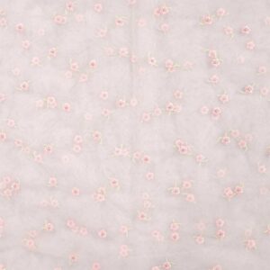 Soft tyl m/små broderi blomster Trend white