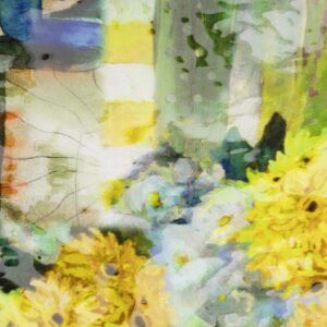 Burnout silke m/blomster print Mørk Lime