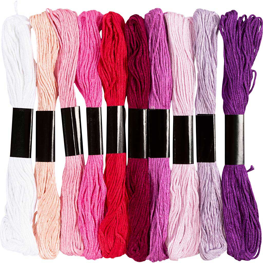 Broderigarn, tykkelse 1 mm, 10 x 8m, Lilla/pink - Billede 2