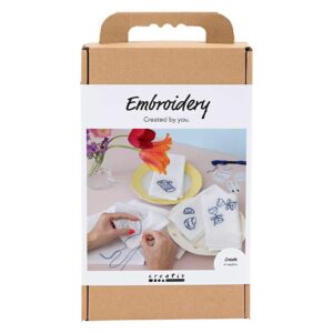 DIY Kit Broderi, servietter, Off white