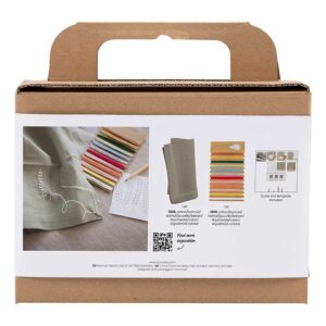 Mini DIY Kit Broderi, Serviet, støvet grøn