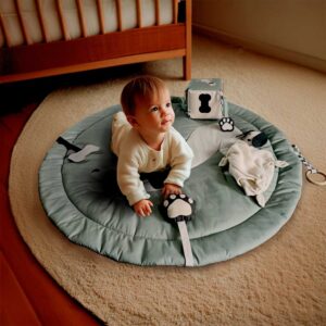 DIY Baby aktivitetstæppe Støvet lys grøn