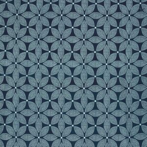 Let voile m/blomsterprint batik Marine
