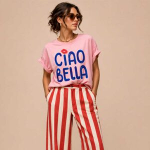 Jersey t-shits panel Ciao Bella Babypink