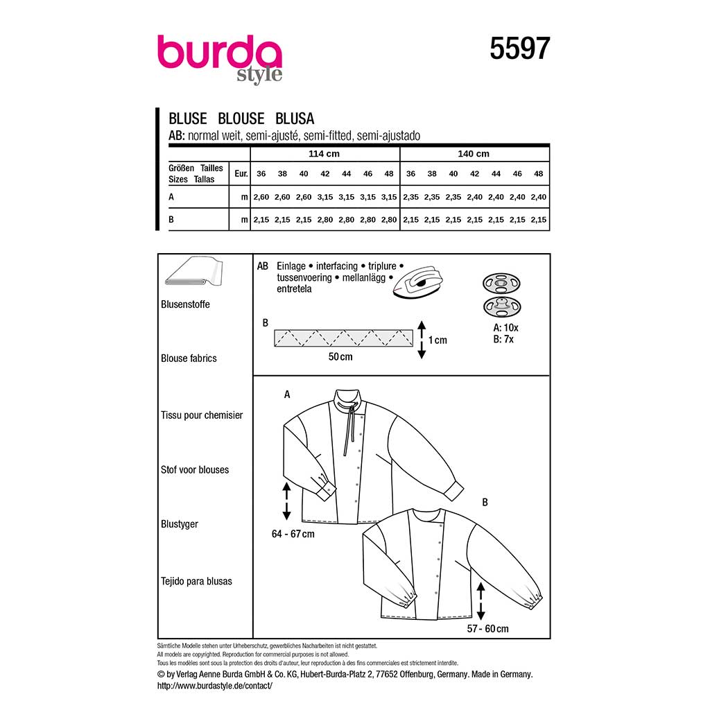 Bluse Burda str. 36-48 - Billede 2