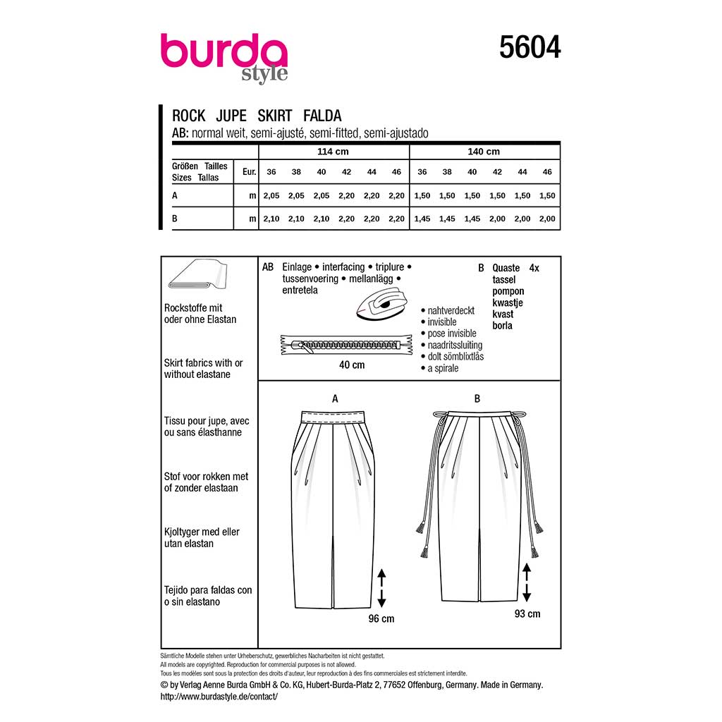 Nederdel Burda str. 36-46 - Billede 2