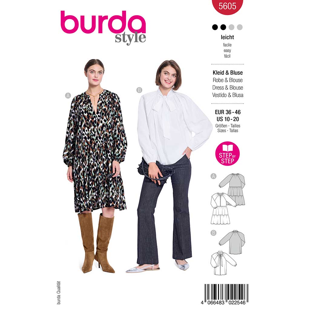 Kjole og Bluse Burda str. 36-46