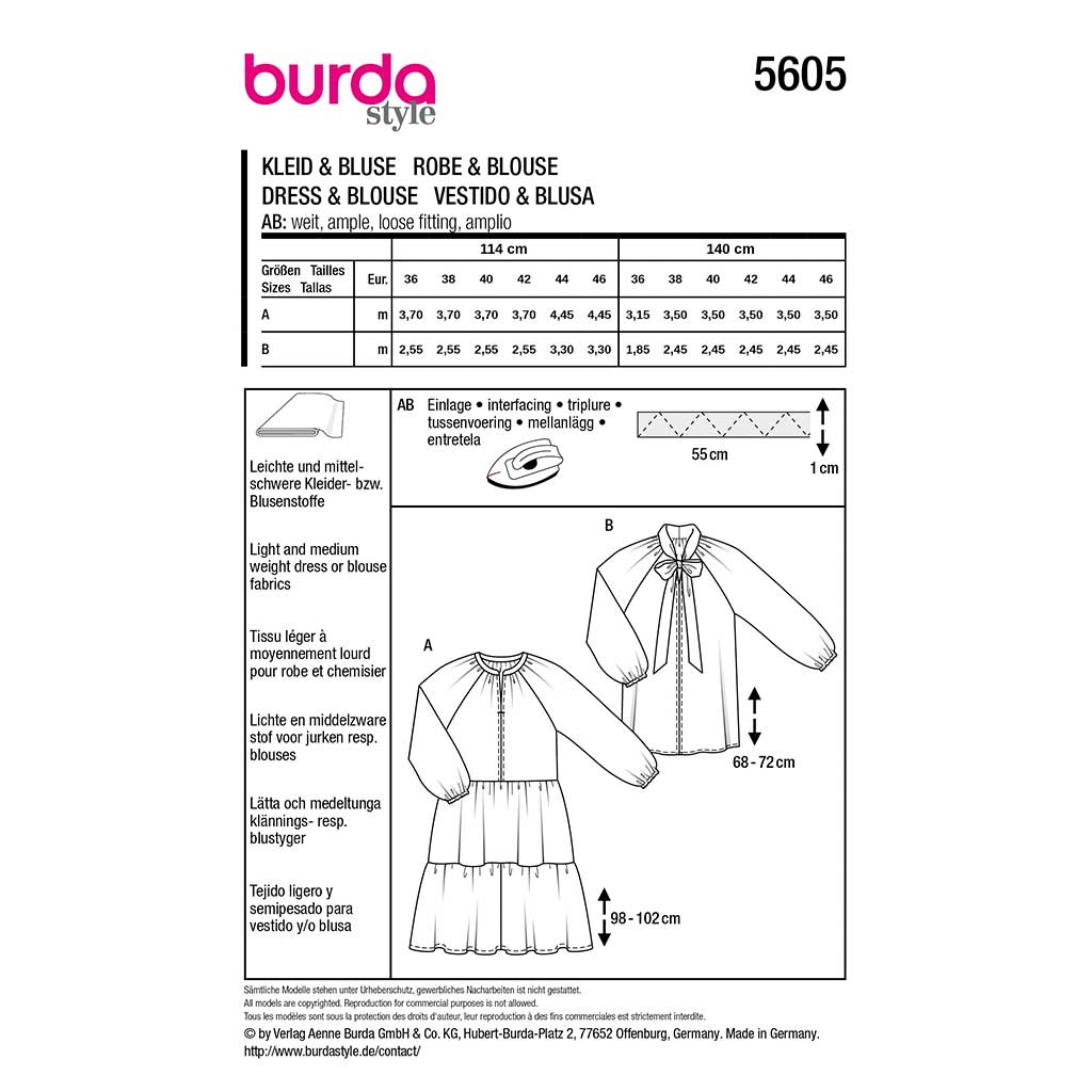 Kjole og Bluse Burda str. 36-46 - Billede 2