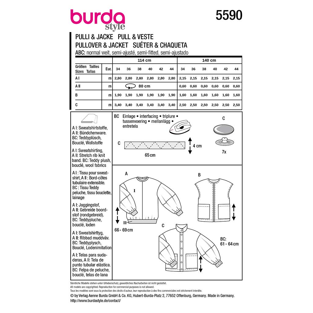 Sweater, Jakke og Vest Burda str. 34-44 - Billede 2