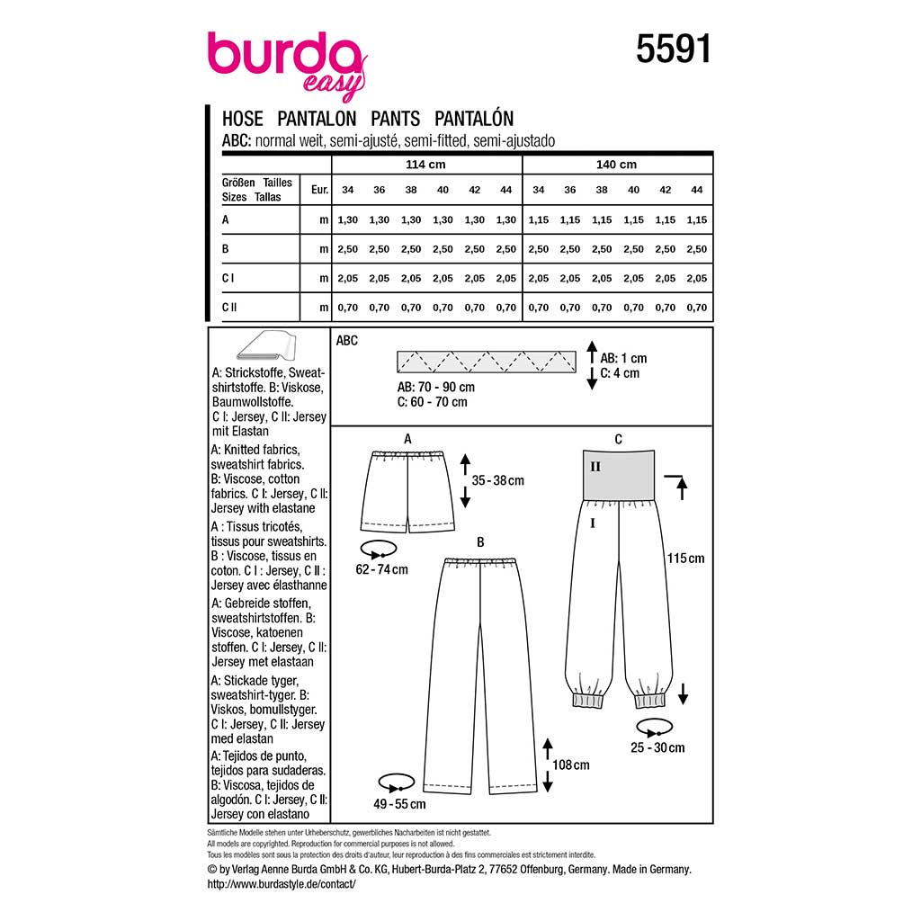 Bukser og Shorts Burda str. 34-44 - Billede 2