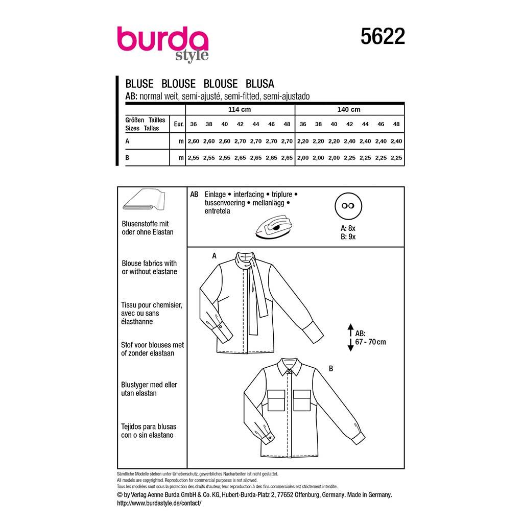 Bluse Burda str. 36-48 - Billede 2