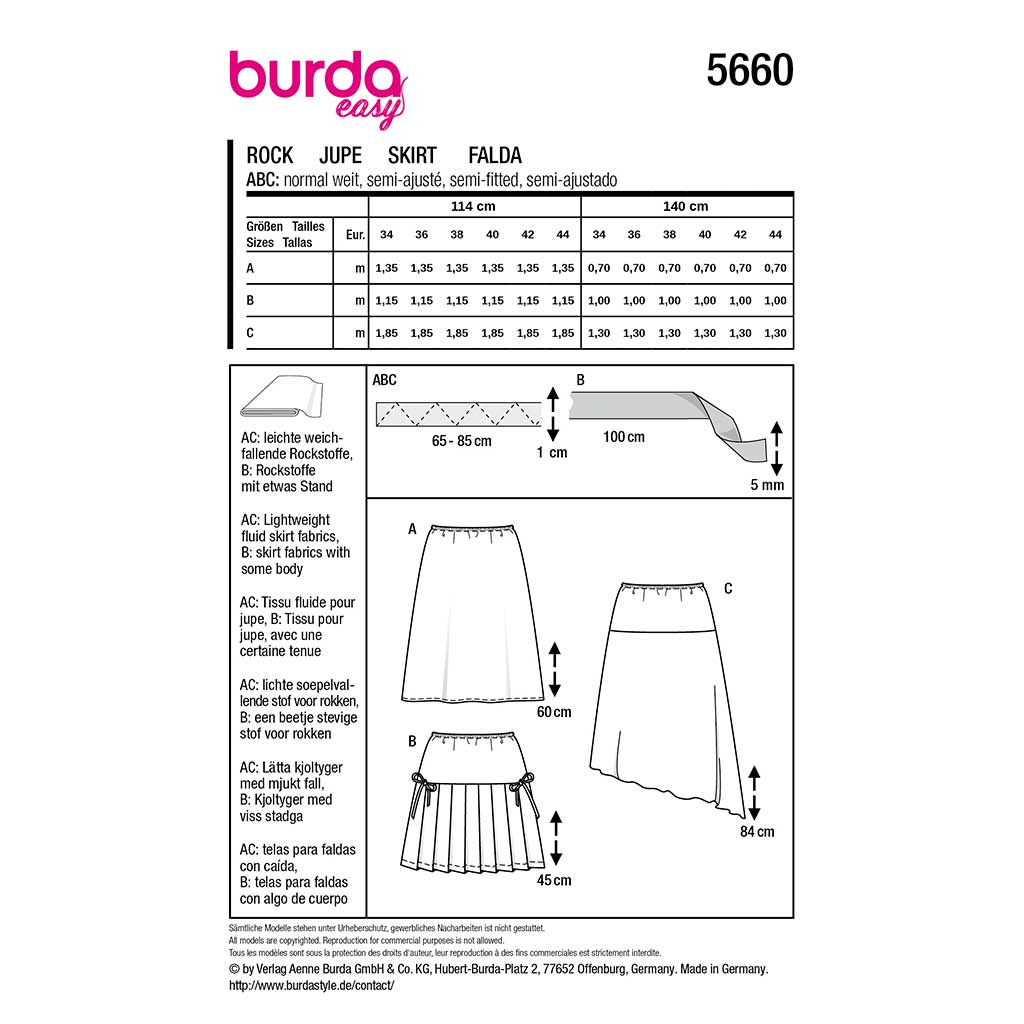 Nederdel Burda str. 34-44 - Billede 2