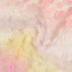 Soft tyl m/blomsterapplikationer Trend white