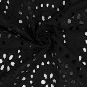 Broderi anglaise m/ bladranker Sort
