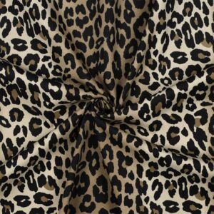 Bomuld twill m/stretch og leopard print Jord