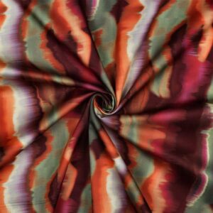Bomuld satin m/abstrakt striber Wine