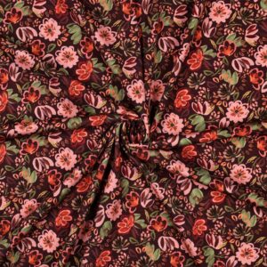 Bomuld jersey m/ blomsterprint Wine