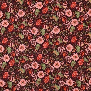 Bomuld jersey m/ blomsterprint Wine