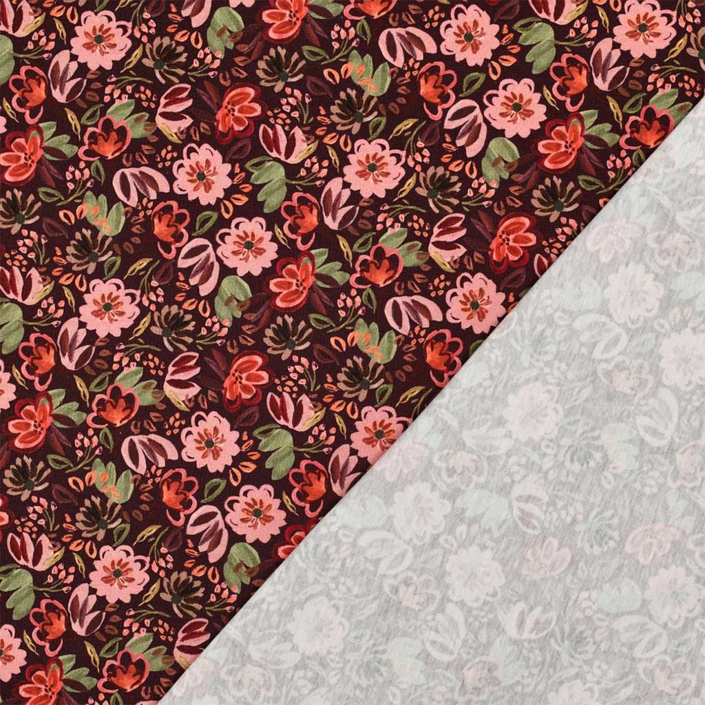 Bomuld jersey m/ blomsterprint Wine - Billede 3