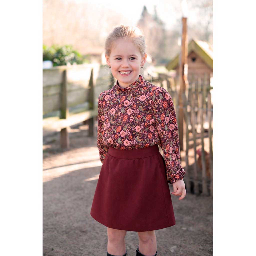 Bomuld jersey m/ blomsterprint Wine - Billede 4