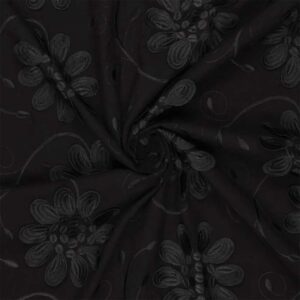 Bomuld m/broderi og applikation Sort