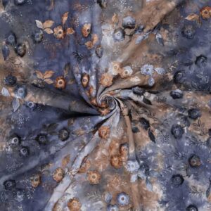 Bomuld m/broderi og tie dye Blågrå