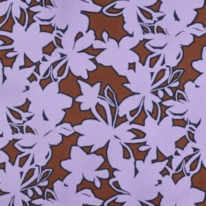 Fin poplin med grafisk blomsterprint Rød brun